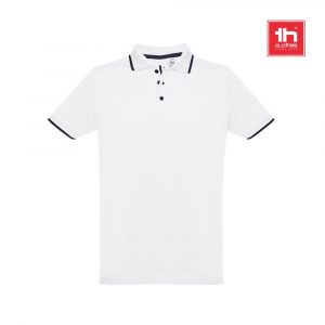 THC ROME WH. Zweifarbiges Baumwoll-Poloshirt für Männer. Weiße Farbe-30136