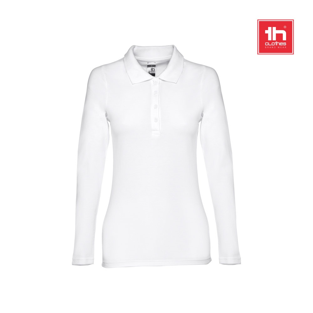THC BERN WOMEN WH. Langärmeliges Poloshirt für Damen aus kardierter Baumwolle-30144