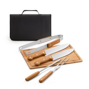 FLARE. Grill-Set aus Holz und Edelstahl, 5-teilig-54142