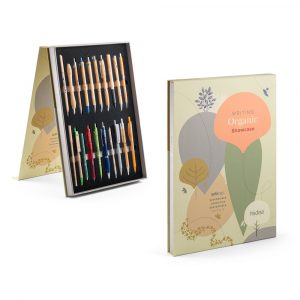 70090_set.jpg ORGANIC WRITING SHOWCASE. Mustermappe mit 20 Kugelschreibern "ECOlogic"-70090