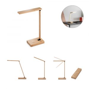MOREY. Klappbare Schreibtischlampe mit superschnellem kabellosem 15W-Ladegerät aus Bambus-97122