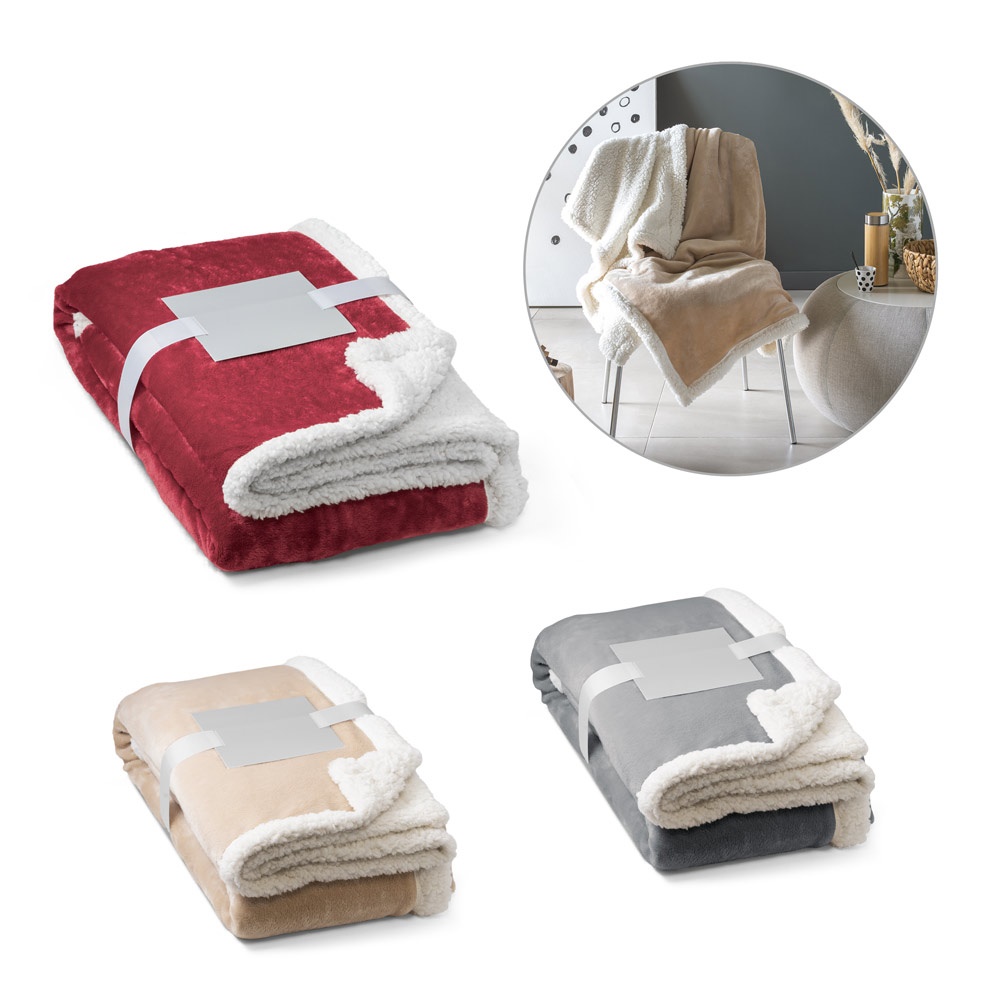 HEIDEN. Wendbare Fleecedecke mit Satinband und personalisierter Karte-99078